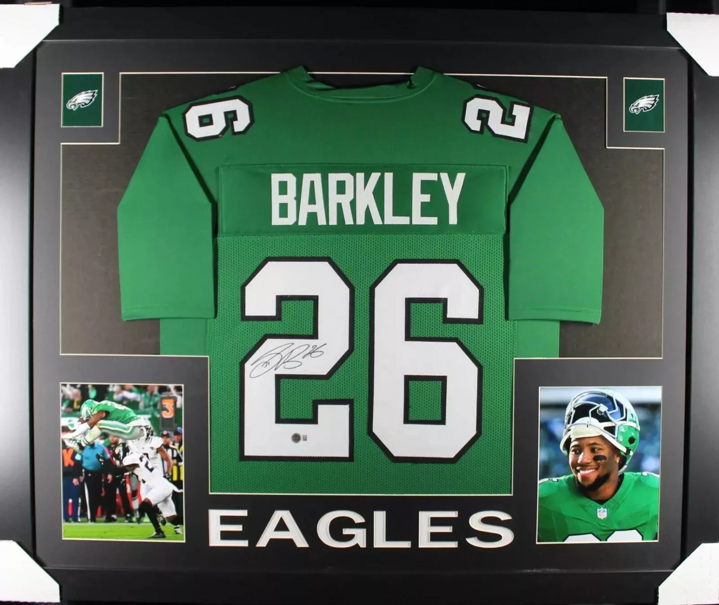 SAQUON BARKLEY Signed/Autographed Custom Jersey in 35x43 Frame - Beckett