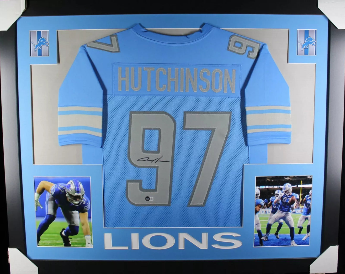 AIDAN HUTCHINSON Signed/Autographed Custom Jersey in 35x43 Frame - Beckett/BAS