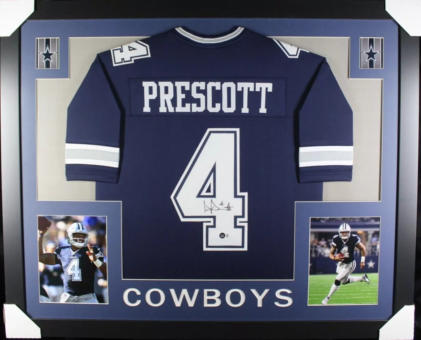 DAK PRESCOTT Signed/Autographed Custom Jersey in 35x43 Frame - BECKETT