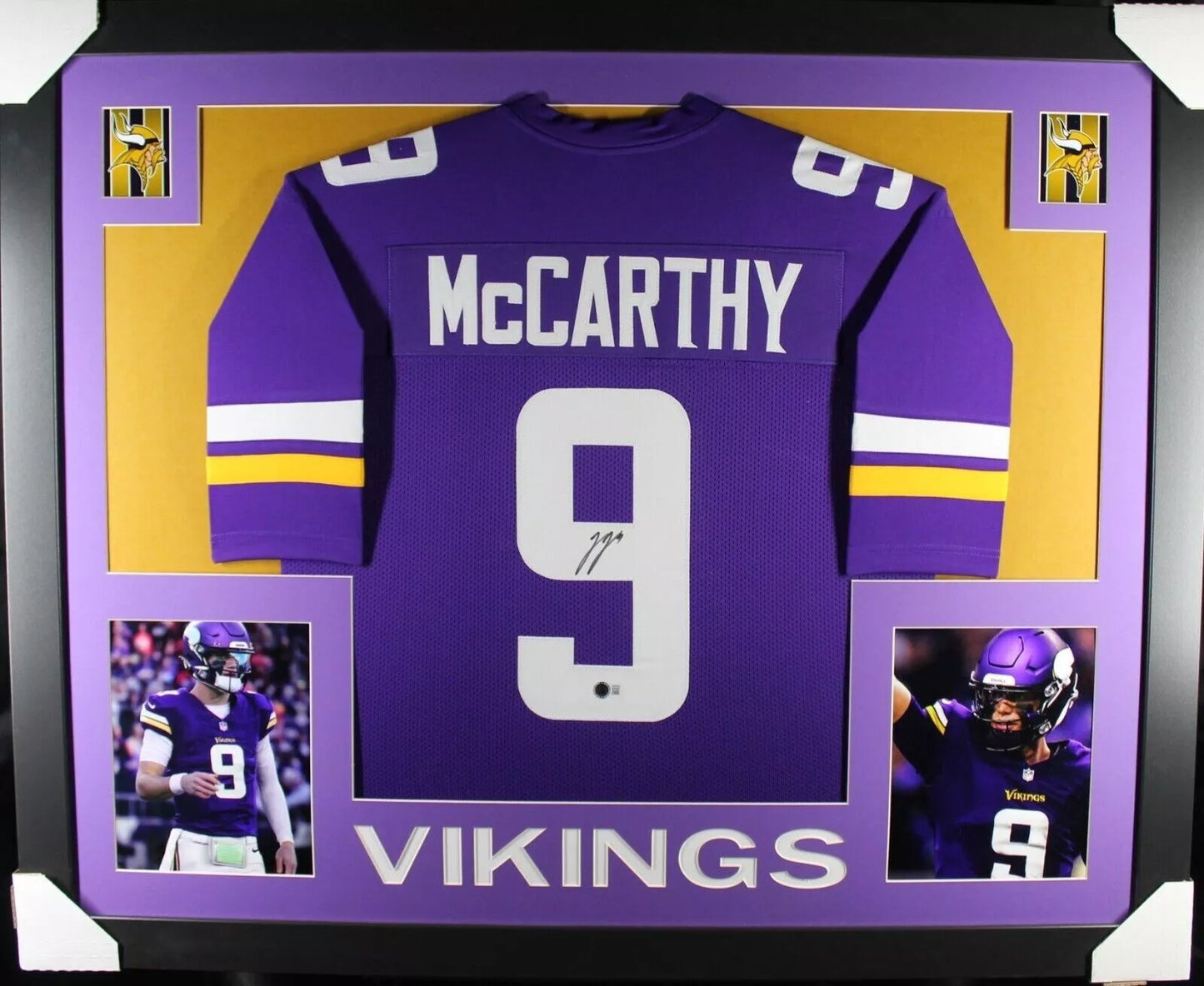 JJ MCCARTHY Signed/Autographed Custom Jersey Framed 35x43 - Beckett