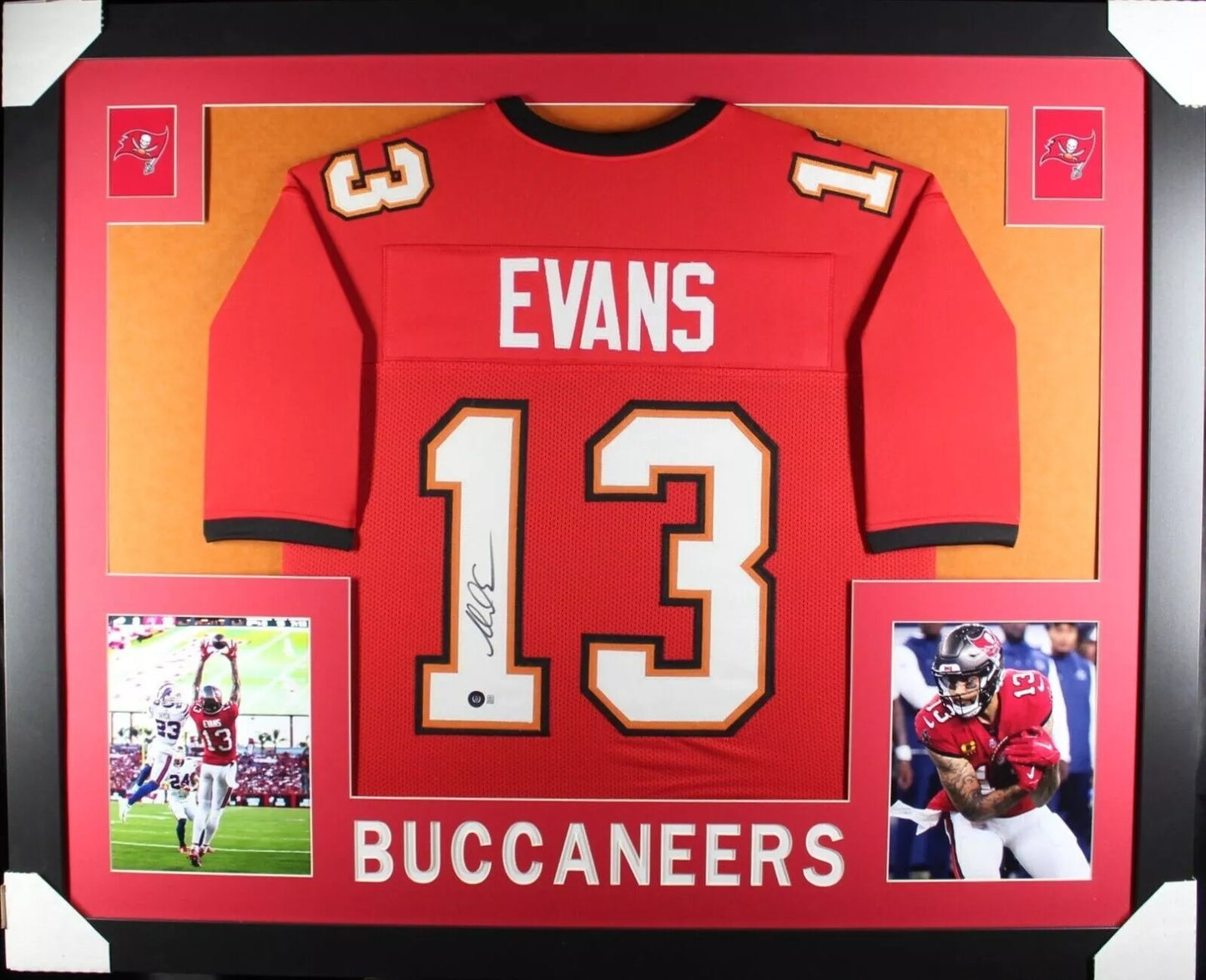 MIKE EVANS Signed/Autographed Custom Jersey Framed 35x43 - Beckett/BAS