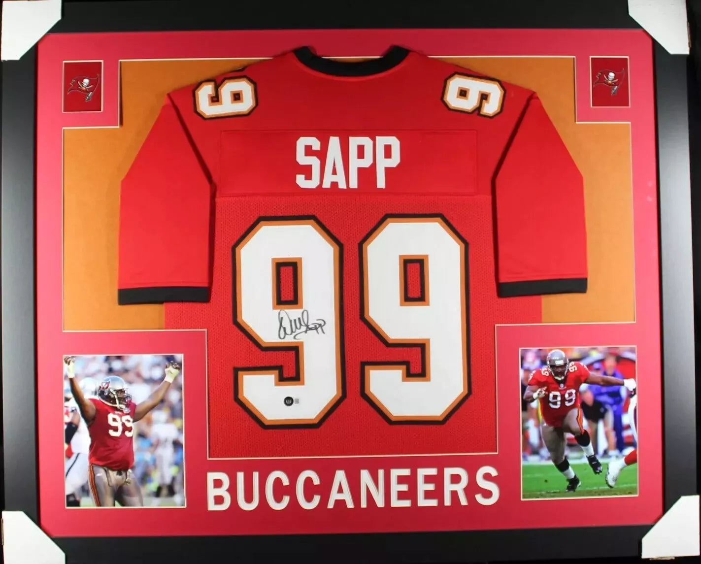 WARREN SAPP Signed/Autographed Custom Jersey Framed 35x43 - Beckett/BAS