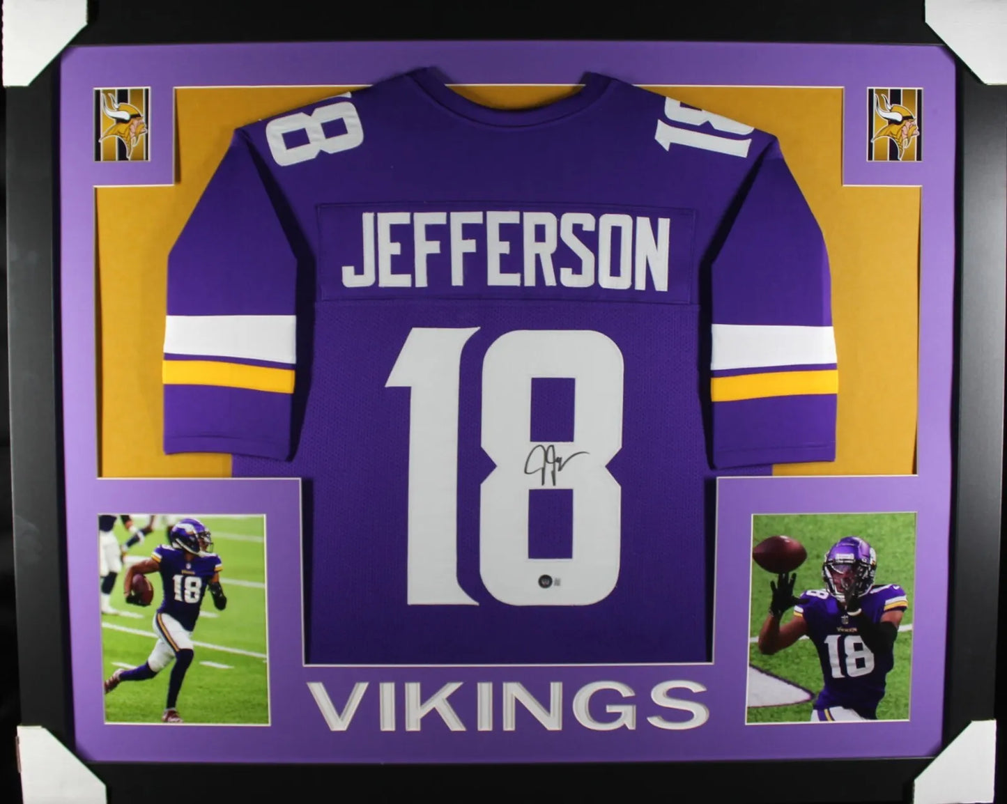 JUSTIN JEFFERSON Signed/Autographed Custom Jersey in 35x43 Frame - Beckett/BAS