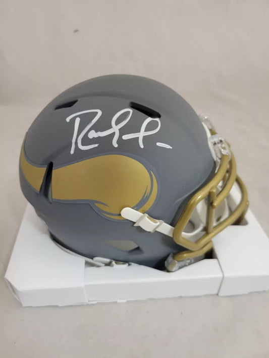 RANDY MOSS SIGNED MINNESOTA VIKINGS SLATE SPEED MINI HELMET BECKETT QR