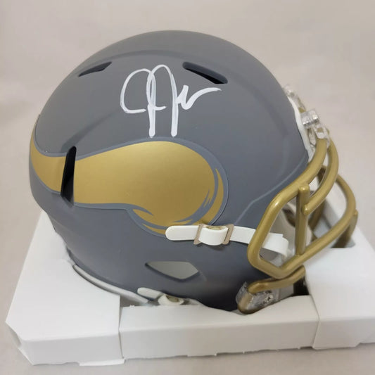 JUUSTIN JEFFERSON SIGNED MINNESOTA VIKINGS SLATE SPEED MINI HELMET BECKETT QR