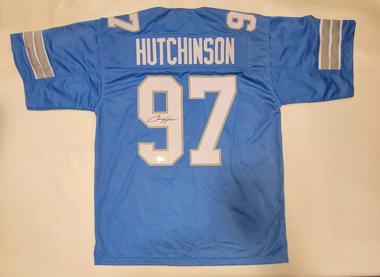 AIDAN HUTCHINSON SIGNED PRO STYLE CUSTOM XL JERSEY WITH BECKETT QR COA