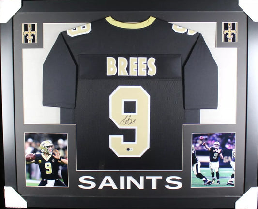 DREW BREES Signed/Autographed Custom Jersey in 35x43 Frame - Beckett