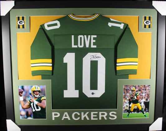 JORDAN LOVE Signed/Autographed Custom Jersey in 35x43 Frame - Beckett/BAS