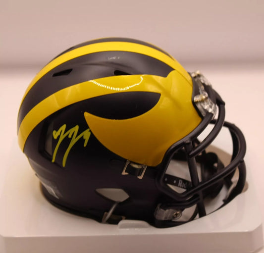 JJ MCCARTHY SIGNED MICHIGAN MINI HELMET - BECKETT
