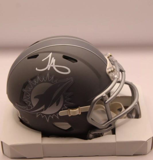 TYREEK HILL SIGNED DOLPHINS SLATE MINI HELMET - BECKETT