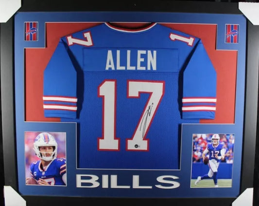 JOSH ALLEN Signed/Autographed Custom Jersey in 35x43 Frame - Beckett/BAS