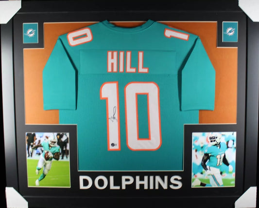TYREEK HILL Signed/Autographed Custom Jersey Framed 35x43 - Beckett/BAS