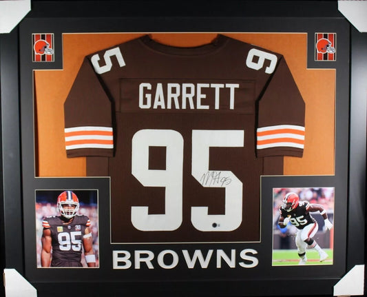 MYLES GARRETT Signed/Autographed Custom Jersey in 35x43 Frame - Beckett/BAS