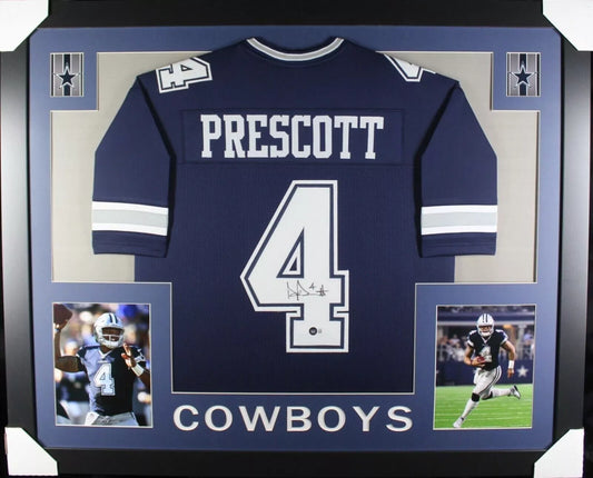DAK PRESCOTT Signed/Autographed Custom Jersey in 35x43 Frame - BECKETT