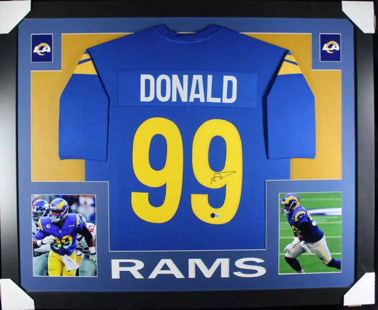 AARON DONALD Signed/Autographed Custom Jersey in 35x43 Frame - Beckett/BAS