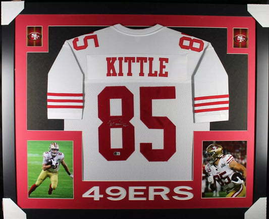 GEORGE KITTLE Signed/Autographed Custom Jersey in 35x43 Frame - BECKETT/BAS
