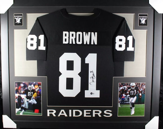 TIM BROWN Signed/Autographed Custom Jersey in 35x43 Frame -Beckett/BAS