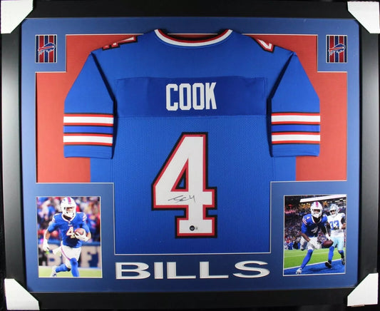 JAMES COOK Signed/Autographed Custom Jersey in 35x43 Frame - Beckett/BAS