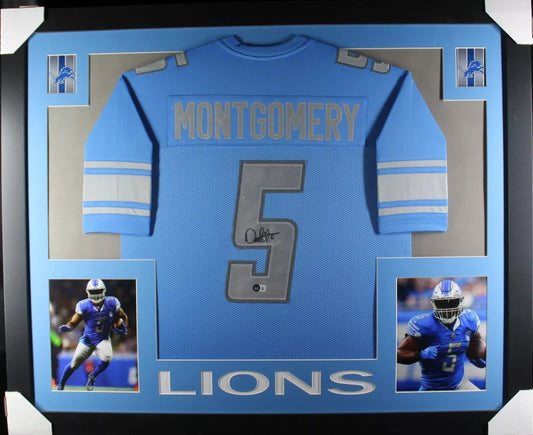 DAVID MONTGOMERY Signed/Autographed Custom Jersey in 35x43 Frame - Beckett/BAS