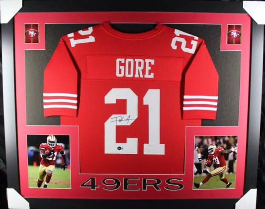 FRANK GORE Signed/Autographed Custom Jersey in 35x43 Frame - BECKETT/BAS