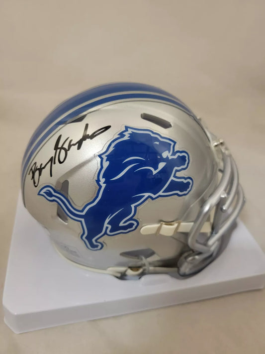 BARRY SANDERS SIGNED DETROIT LIONS SPEED MINI HELMET SCHWARTZ HOLOGRAM