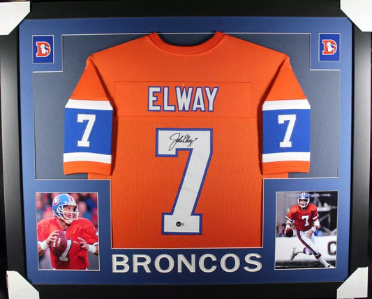 JOHN ELWAY Signed/Autographed Custom Jersey in 35x43 Frame -Beckett/BAS