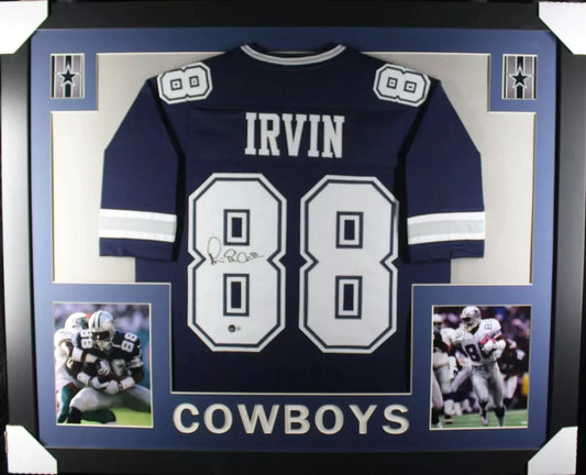 MICHAEL IRVIN Signed/Autographed Custom Jersey in 35x43 Frame - Beckett/BAS