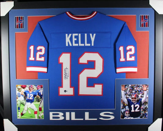 JIM KELLY Signed/Autographed Custom Jersey in 35x43 Frame - Beckett/BAS