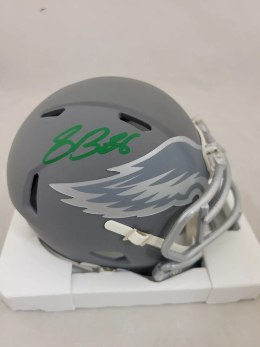 SAQUON BARKLEY SIGNED PHILADELPHIA EAGLES SLATE SPEED MINI HELMET BECKETT QR