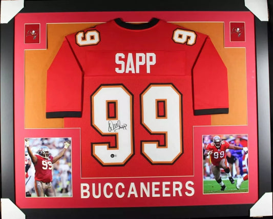 WARREN SAPP Signed/Autographed Custom Jersey Framed 35x43 - Beckett/BAS