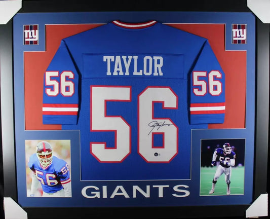 LAWRENCE TAYLOR Signed/Autographed Custom Jersey in 35x43 Frame - Beckett/BAS