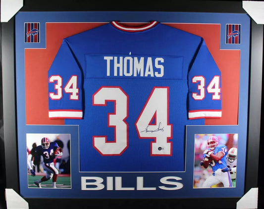 THURMAN THOMAS Signed/Autographed Custom Jersey in 35x43 Frame - Beckett/BAS