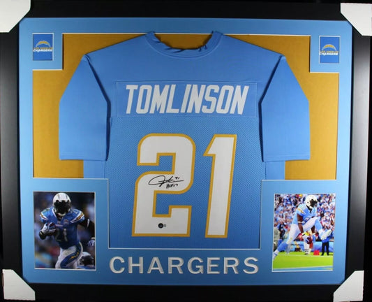 LADAINIAN TOMLINSON Signed/Autographed Custom Jersey in 35x43 Frame - Beckett