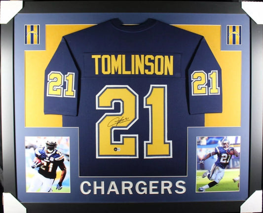 LADAINIAN TOMLINSON Signed/Autographed Custom Jersey in 35x43 Frame - Beckett
